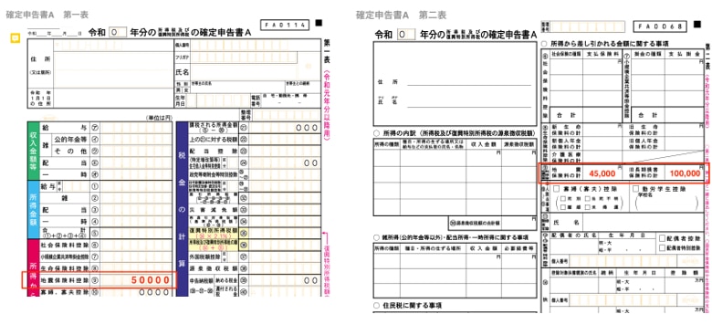 第一表と第二表