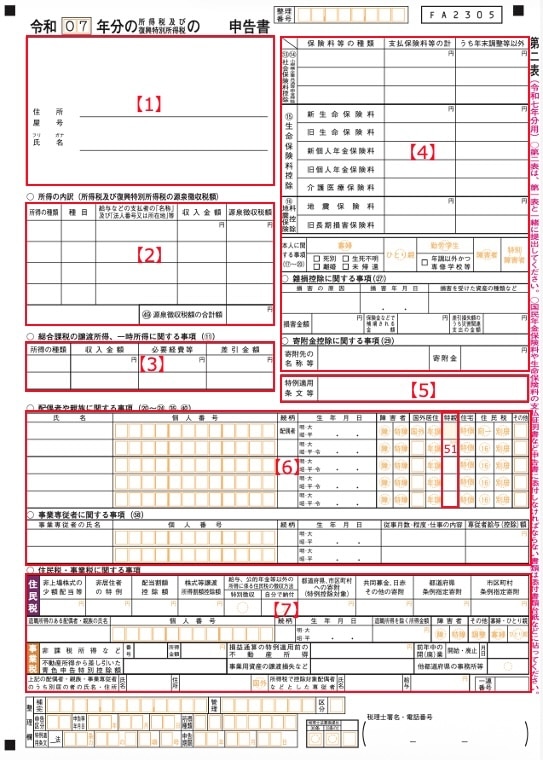 確定申告書第二表